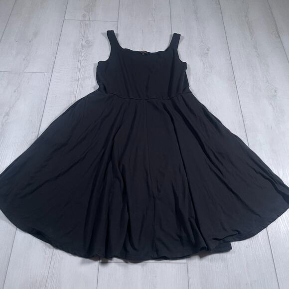 Quince Womens Large Tencel Jersey Fit & Flare Dress Black Basic Sleeveless - Picture 1 of 13